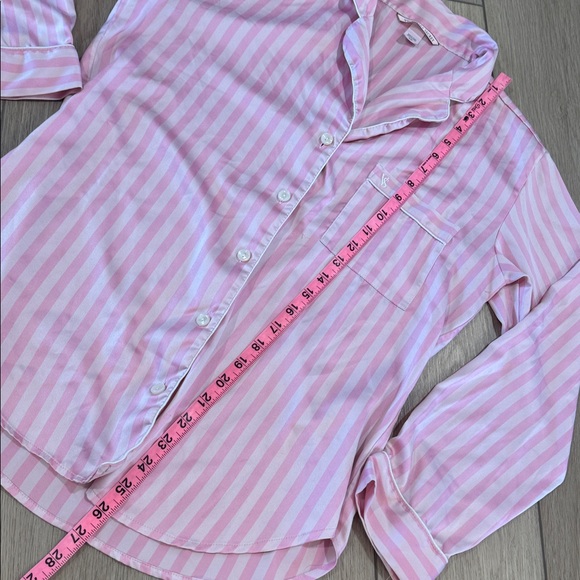 Y2K Classic Victorias Secret Pink & White Satin Pajama Set Sz S Loungewear - Picture 6 of 13